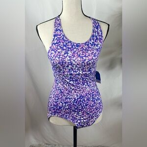 Lands' End Vibrant Yellow and Purple One Piece Swimsuit 🌴☀️